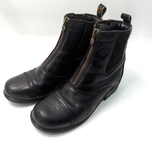 Ariat Women's 9B Heritage RT Zip Paddock Boot Riding Black Leather - Picture 2 of 11